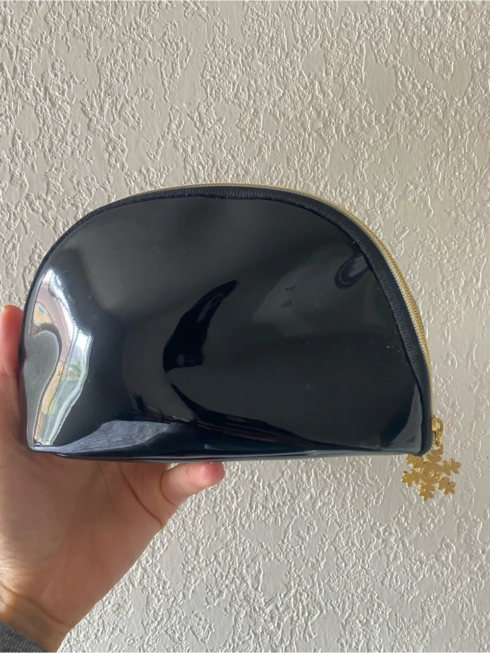 CHANEL Beauté Black Patent Cosmetic Case with Gold Logo